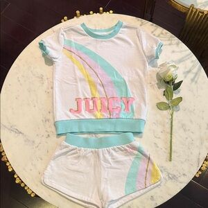 Juicy Couture Kids 2pice set- White with Pink, Yellow, and Blue